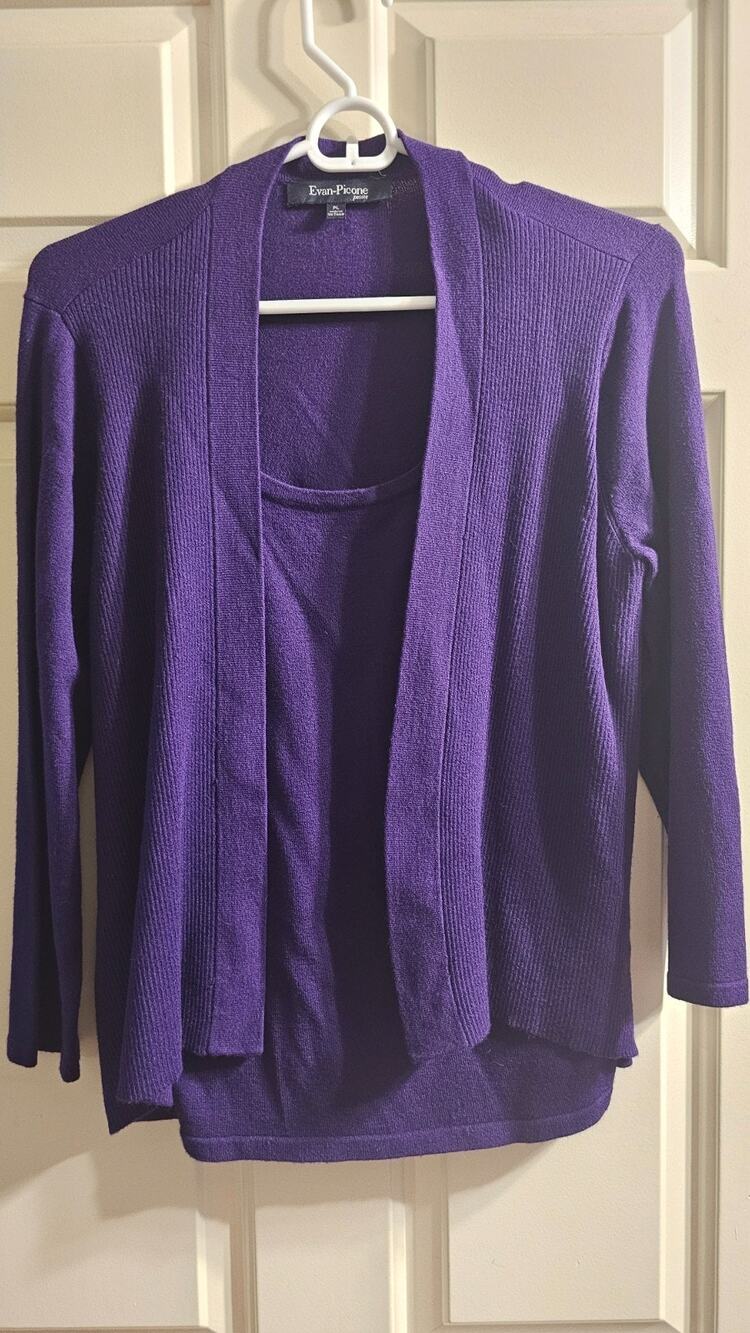 NWOT Evan Picone Petite size Large Faux Twin Set - Knit purple